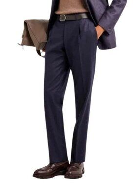 Canali Mens Pants Size 44 X 27.5 Navy Blue 100% Wool Dress Trousers New